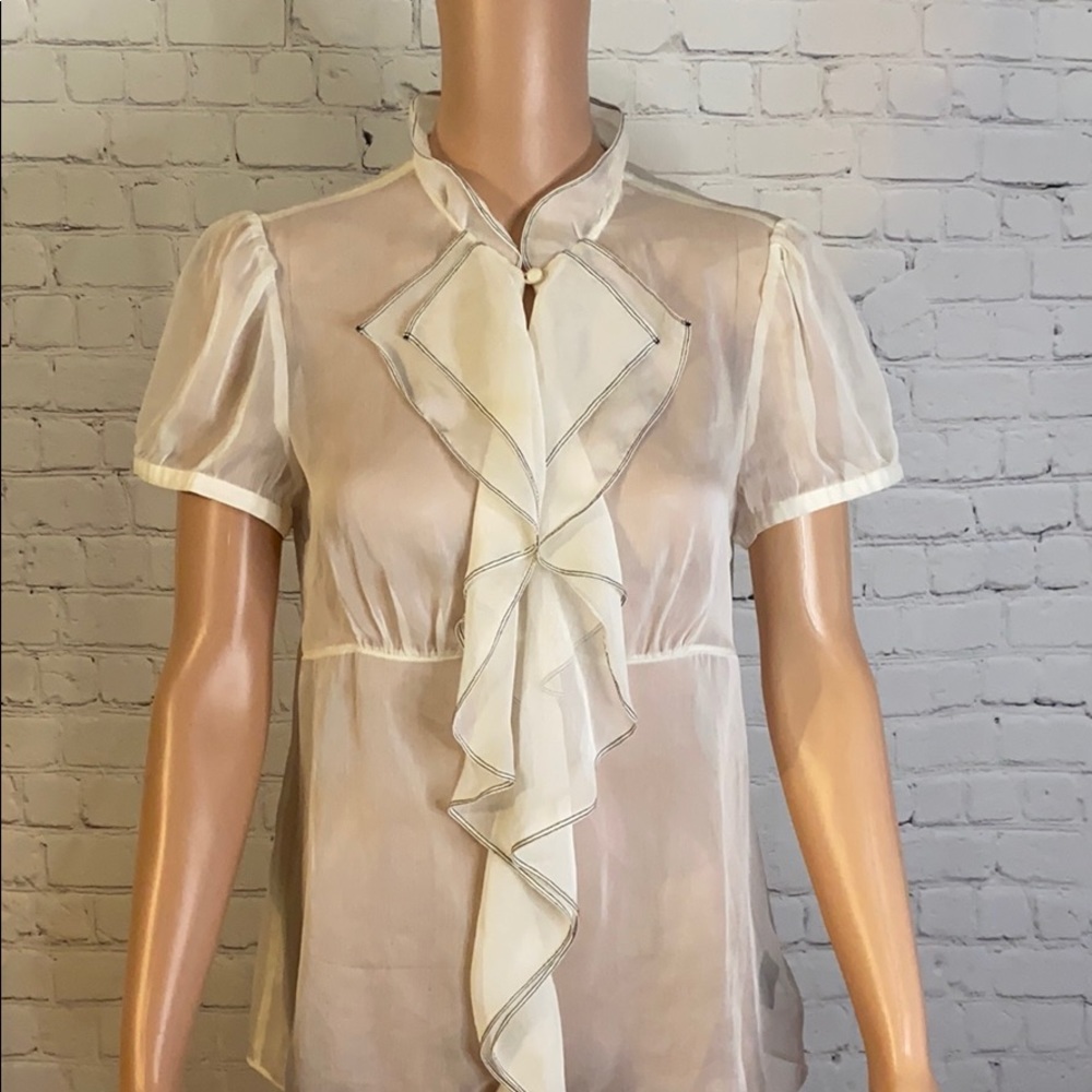 The Limited sheer & classy work blouse cream colored blouse Size medium